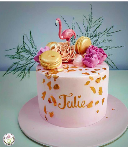 Cake - Flamingo - 3D Cake Topper - Roses & Macarons 01a