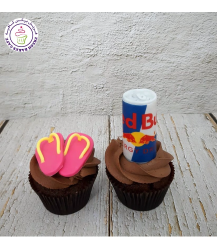 Flip Flops & Red Bull Themed Cupcakes