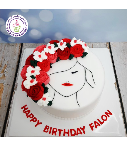 Floral Face Themed Cake - Lady
