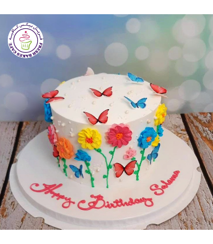 Cake - Flowers - Cream Piping & Butterflies 02
