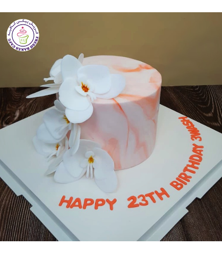 Cake - Orchids - Peach Marble