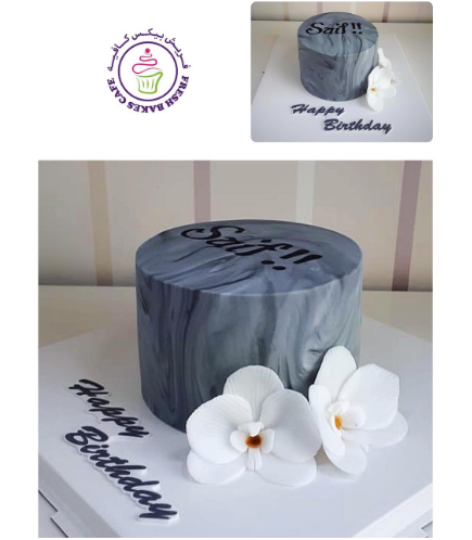 Cake - Orchids - Grey Marble 01