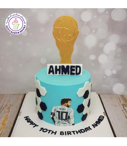Football Themed Cake - Argentina - World Cup Trophy - Messi