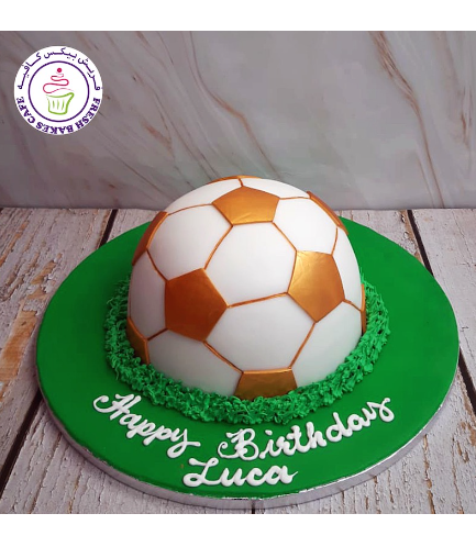 Football Themed Cake - Ball - Half Ball Cake 02 - Gold