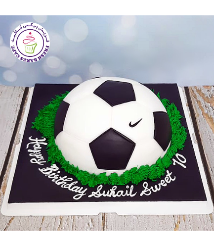 Football Themed Cake - Ball - Half Ball Cake 02 - Black - Nike