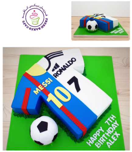 Football Themed Cake - FC Barcelona & Juventus Jersey - 3D Cake