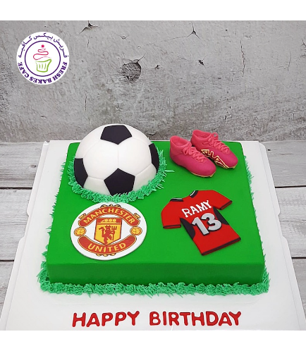 Football Themed Cake - Manchester United - 2D & 3D Cake Toppers