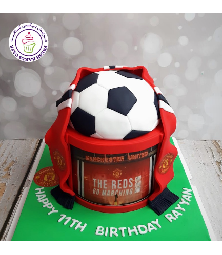 Football Themed Cake - Manchester United - Ball - Half Ball Cake Topper