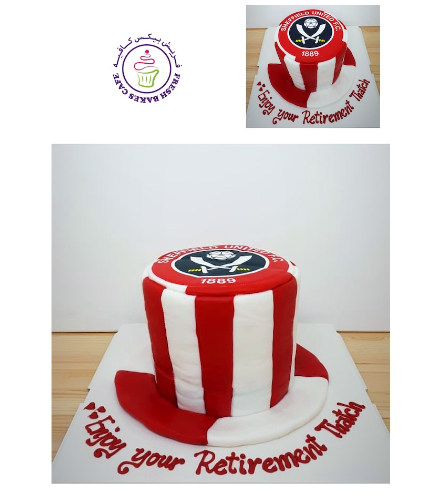 Football Themed Cake - Sheffield United FC - Logo - Printed Picture on 3D Top Hat Cake