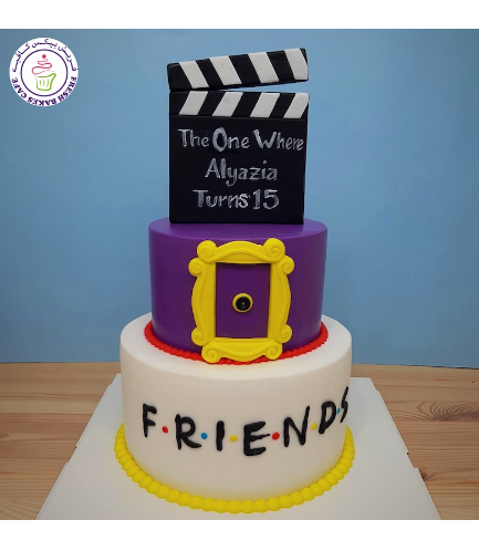 Friends Themed Cake - Yellow Clapperboard & Peephole Frame - 2 Tier
