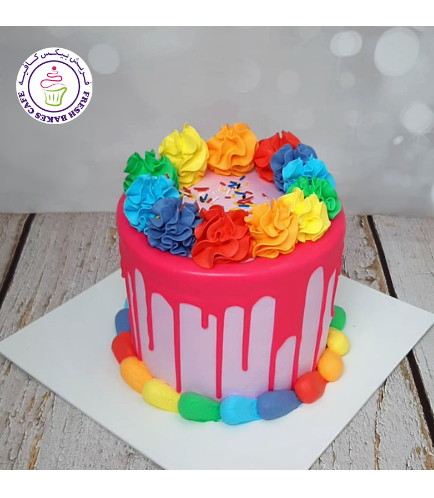 Funfetti Cake - Cream Piping - Multicolored 02 - Pink Cake
