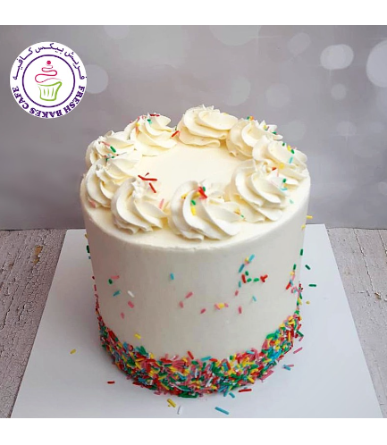 Funfetti Cake - Cream Piping - White
