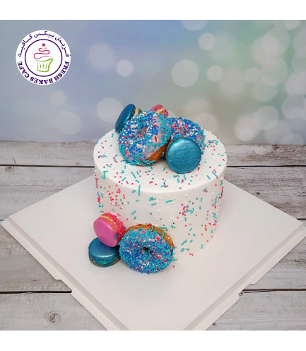 Funfetti Cake with Donuts & Macarons 02