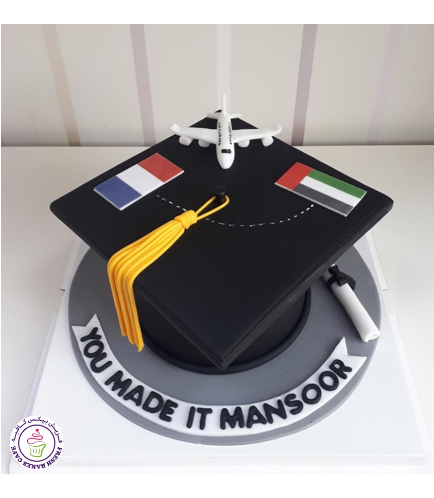 Cake - Graduation Cap - 3D Cake - 3D Plane & Flags