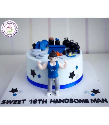 Gym Themed Cake - Character - Round Cake 04