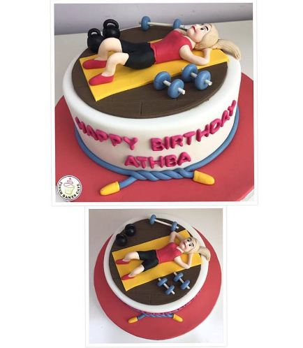Gym Themed Cake - Character - Round Cake 01 - Lady