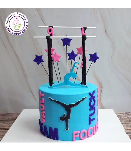 Gymnastics Themed Cake - Printed Pictures 01 - Blue