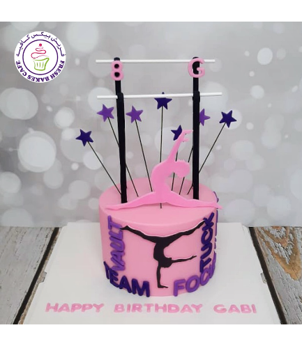Gymnastics Themed Cake - Printed Pictures 01 - Pink