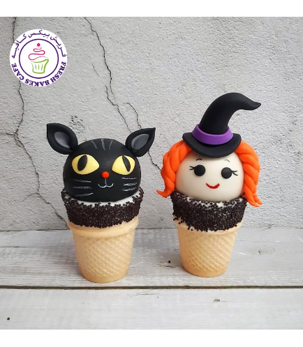 Cone Cake Pops - Black Cat & Witch