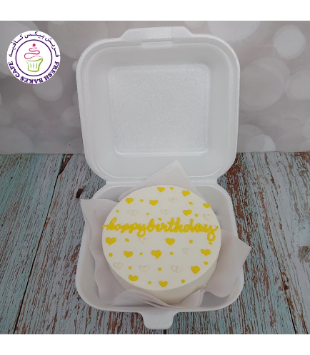 Happy Birthday Themed Cake - Hearts - White Cake