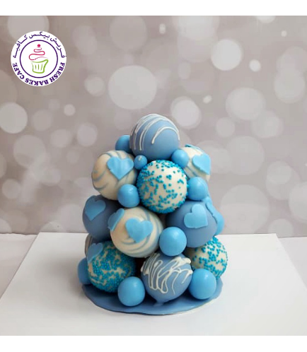 Heart Themed Cake Pops Tower - Blue