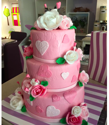 Cake - Hearts - Cut Outs & Roses - 3 Tier