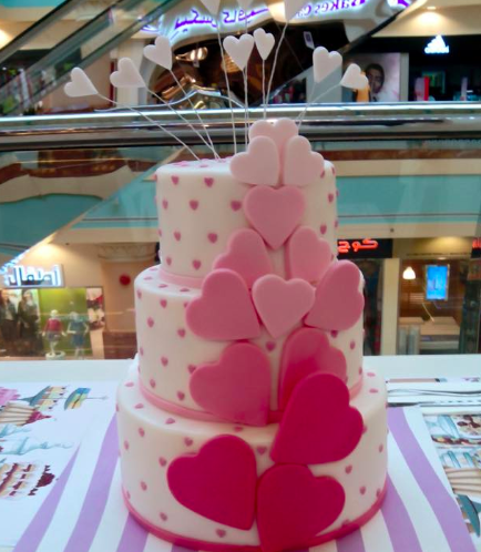 Cake - Hearts - Cut Outs - Ombre - Pink - 3 Tier