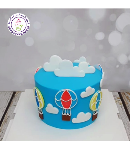Hot Air Balloon Themed Cake - 2D Cake Toppers - 1 Tier