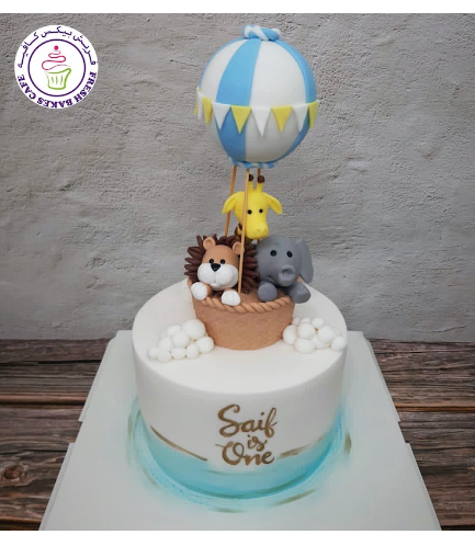 Hot Air Balloon Themed Cake - 3D Cake Toppers - Jungle Animals