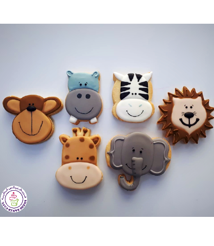 Jungle Animals Themed Cookies - Faces 02