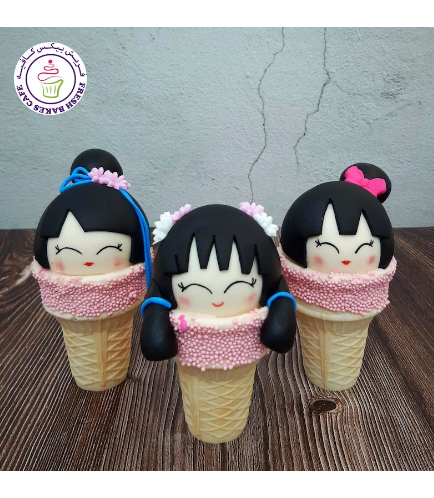 Kokeshi Doll Themed Cone Cake Pops
