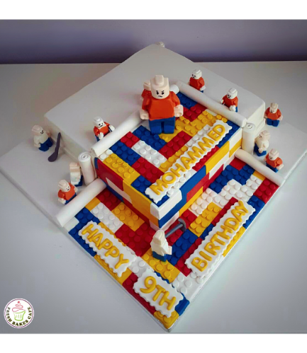 LEGO Bricks Themed Cake - Square Cake - 3D Cake Toppers - 1 Tier 04