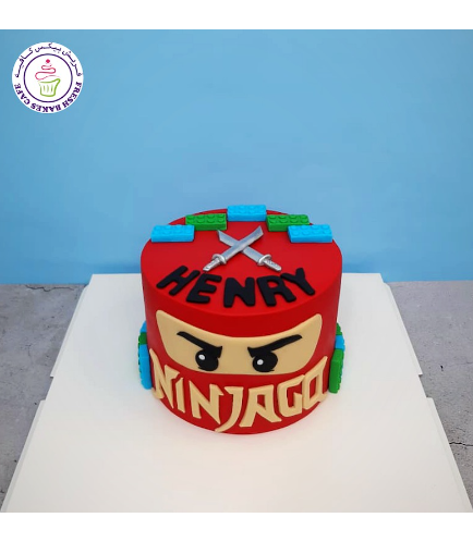 LEGO Ninjago Themed Cake - Character Head - 3D Cake - Red 02