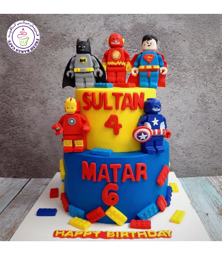 Superheroes Themed Cake - LEGO - 3D Characters - 2 Tier
