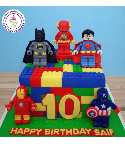 LEGO Superheroes Themed Cake - 3D Characters - 1 Tier 02
