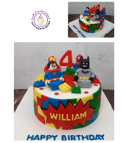 Superheroes Themed Cake - LEGO - 3D Characters - 1 Tier 03