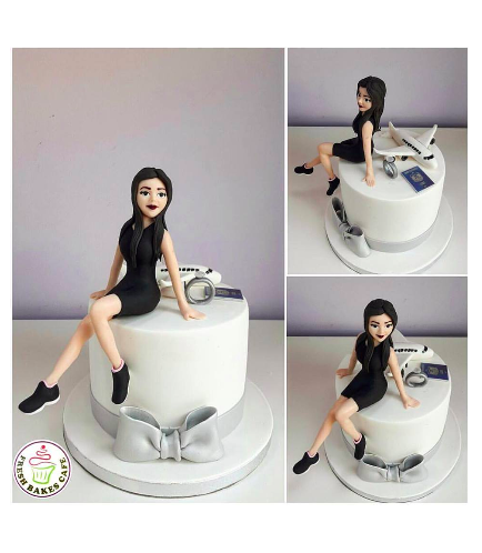Woman Themed Cake - 3D Character - Engagement Ring & Travel
