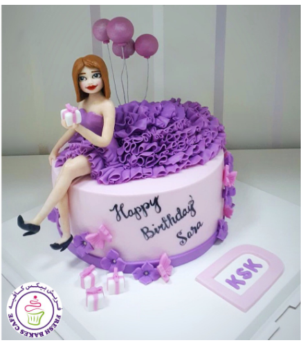 Woman Themed Cake - 3D Character - Purple Dress