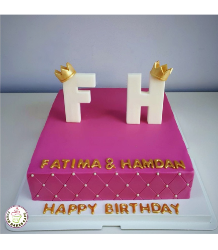 Letter Themed Cake - 3D Cake Topper - Quilted Fondant - Two Letters
