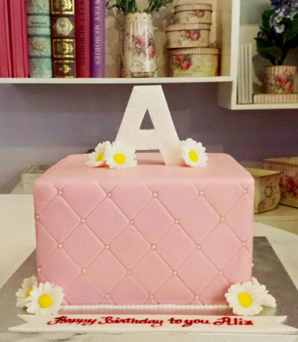 Letter Themed Cake - 3D Cake Topper - Quilted Fondant - One Letter 01
