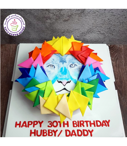 Lion Themed Cake - Picture - Colorful Triangles