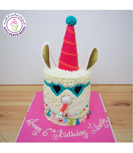 Cake - Party Hat - Llama - 2D Cream Cake