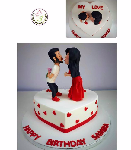 Cake - Heart Cake - Man & Woman - 3D Cake Toppers