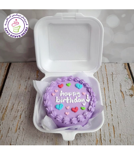 Happy Birthday Themed Cake - Hearts - Purple Cake