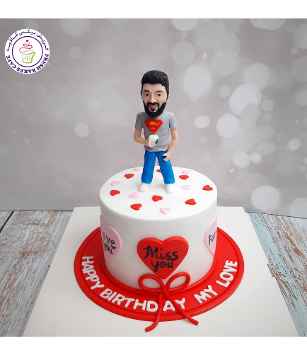 Man Themed Cake - 3D Character - Hearts