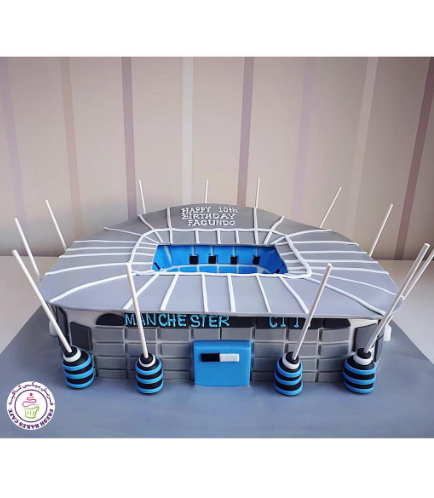 Football Themed Cake - Manchester City - Stadium - 3D Cake 01a
