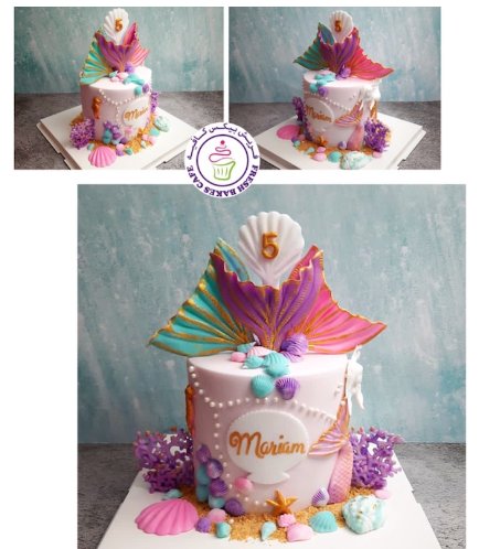 Cake - Mermaid Tail - 2D & 3D Cake Toppers - Fondant Cake 03