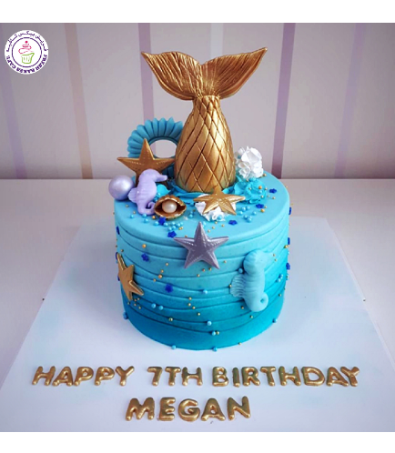 Cake - Mermaid Tail - 3D Cake Topper - Cream Cake 01b
