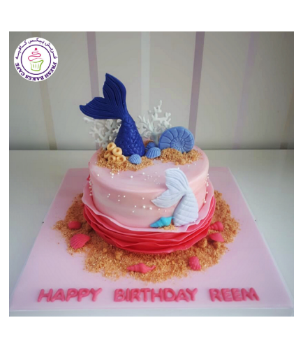 Cake - Mermaid Tail - 2D & 3D Cake Toppers - Ruffle Cake 01 - Pink