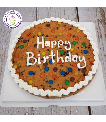 Message Themed Cookie Cake - Cream Piping with M&Ms